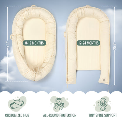 Organic Baby Lounger with Travel Bag (Beige)